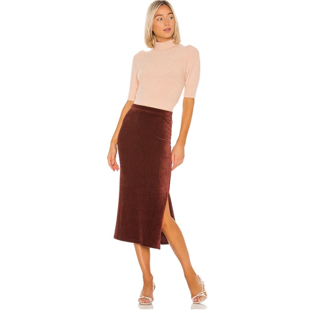 NWT Free People velvet midi skirt
